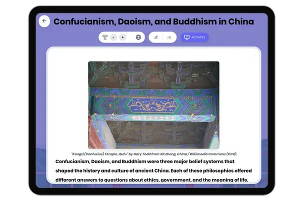 Confucianism, Daoism, and Buddhism in China - reading educational content