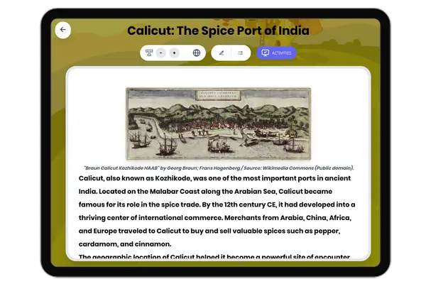 Calicut: The Spice Port of India - reading educational content