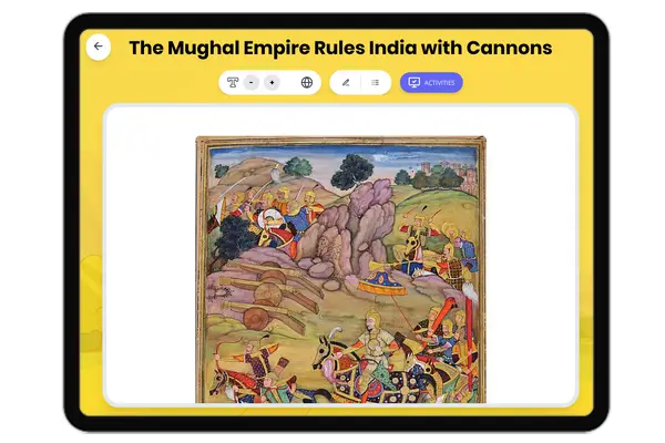 The Mughal Empire Rules India with Cannons - reading educational content