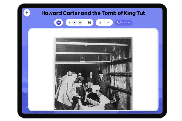 Howard Carter and the Tomb of King Tut - reading educational content