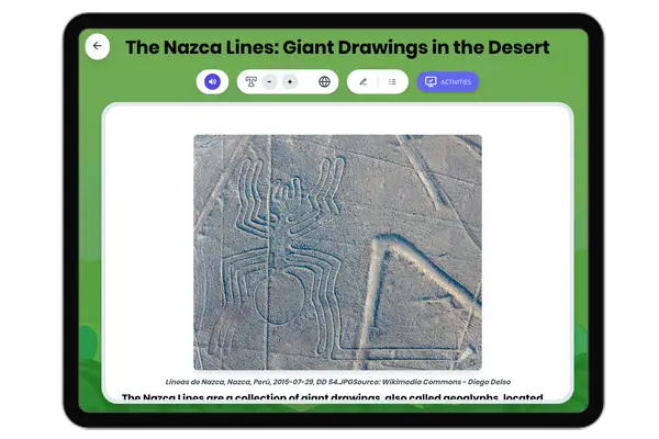 The Nazca Lines: Giant Drawings in the Desert - reading educational content