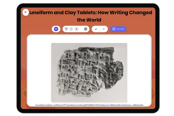 Cuneiform and Clay Tablets: How Writing Changed the World - reading educational content