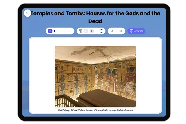 Temples and Tombs in Ancient Egypt - reading educational content