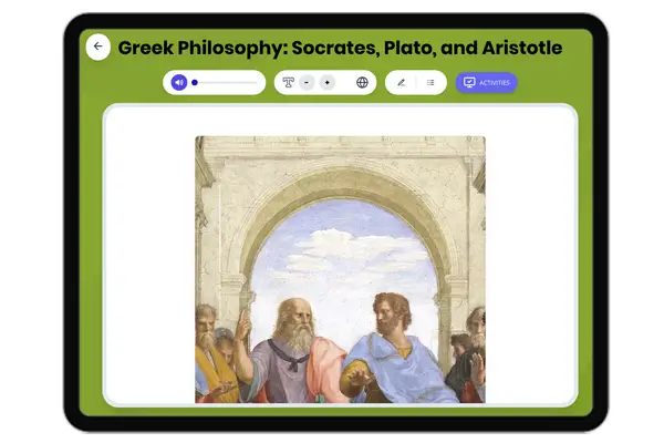 Greek Philosophers: Socrates, Plato, Aristotle - reading educational content