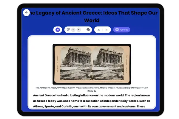 The Legacy of Ancient Greece: Ideas That Shape Our World - reading educational content