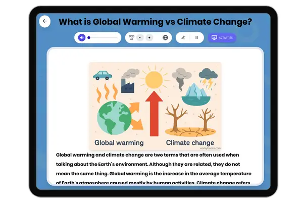 What is Global Warming vs Climate Change? - reading educational content