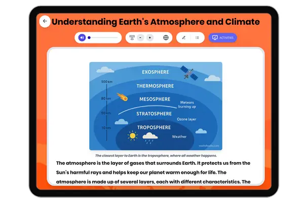 Understanding Earth's Atmosphere and Climate - reading educational content