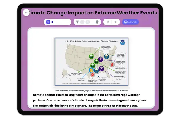 Climate Change Impact on Extreme Weather Events - reading educational content