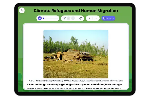 Climate Refugees and Human Migration - reading educational content