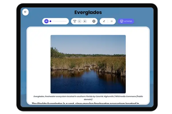 Florida Everglades - reading educational content