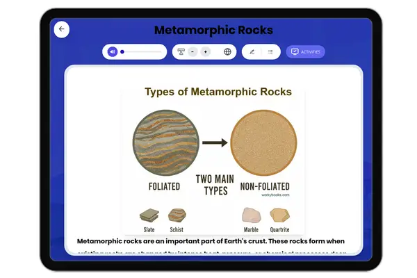 Metamorphic Rocks - reading educational content