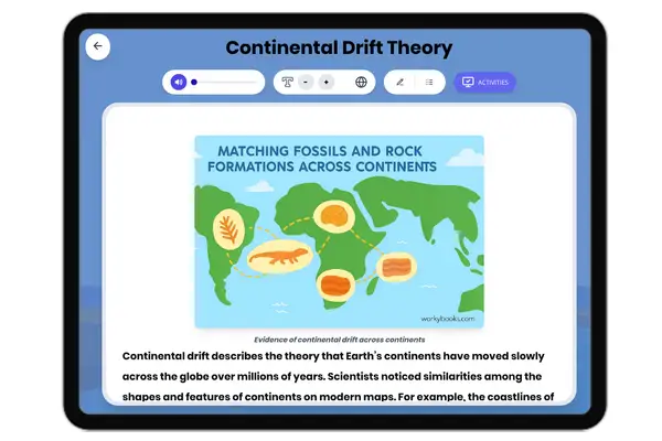 Continental Drift Theory - reading educational content