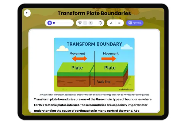 Transform Plate Boundaries - reading educational content