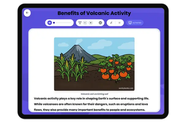 Benefits of Volcanic Activity - reading educational content