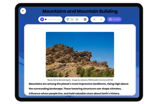 Mountains and Mountain Building - reading educational content