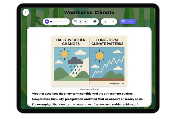 Weather vs. Climate - reading educational content