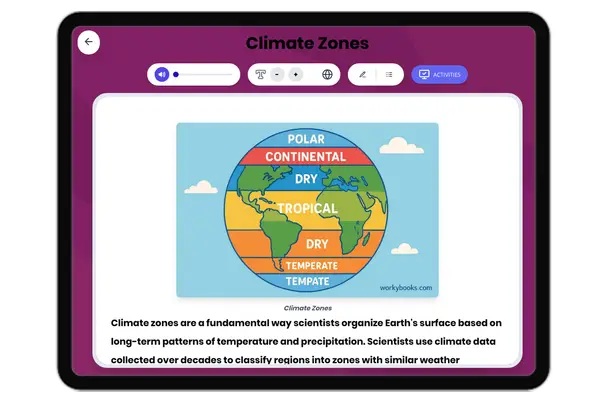 Climate Zones - reading educational content