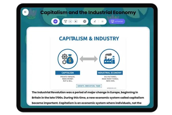 Capitalism and the Industrial Economy - reading educational content