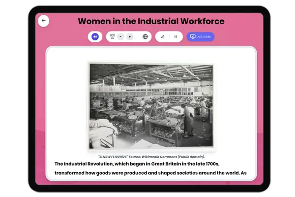 Women in the Industrial Workforce - reading educational content