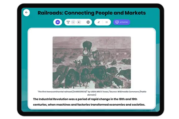 Railroads: Connecting People and Markets - reading educational content