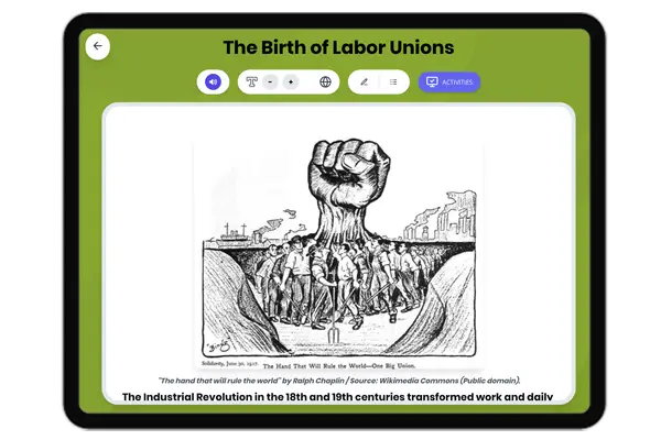The Birth of Labor Unions - reading educational content