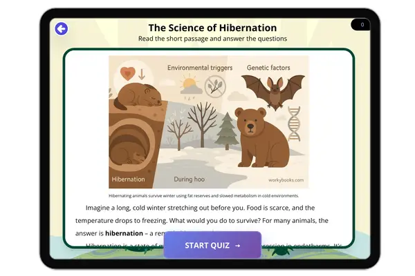 The Science of Hibernation - reading educational content