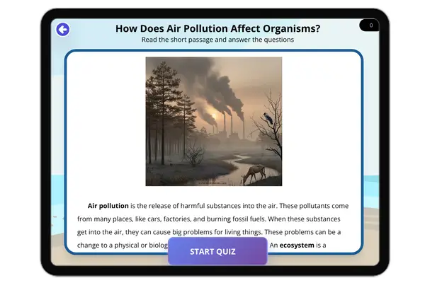 How Does Air Pollution Affect Organisms? A Reading Passage on Ecosystems - reading educational content