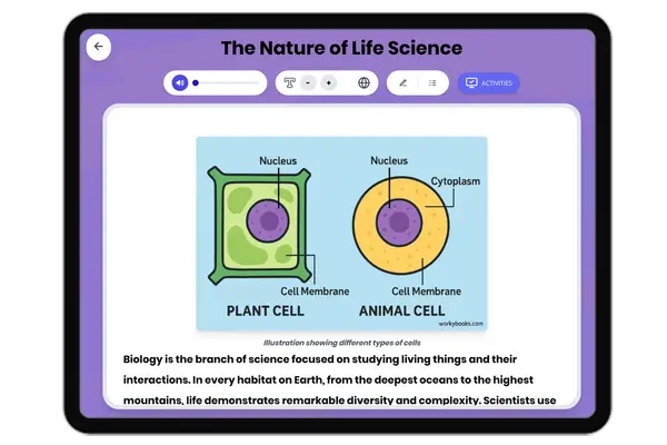 The Nature of Life Science - reading educational content