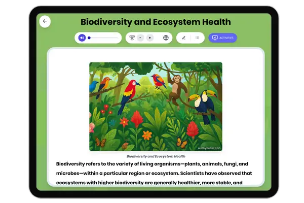 Biodiversity and Ecosystem Health - reading educational content