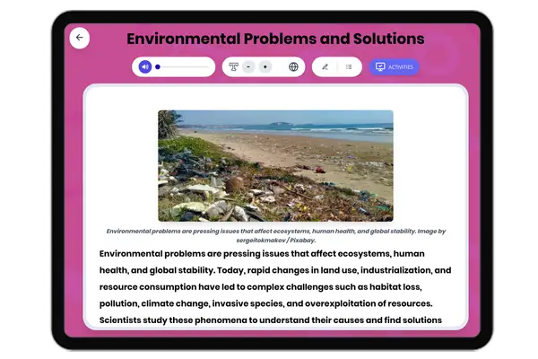Environmental Problems and Solutions - reading educational content