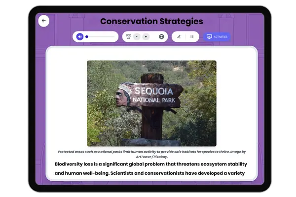 Conservation Strategies - reading educational content