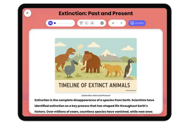 Extinction: Past and Present - reading educational content