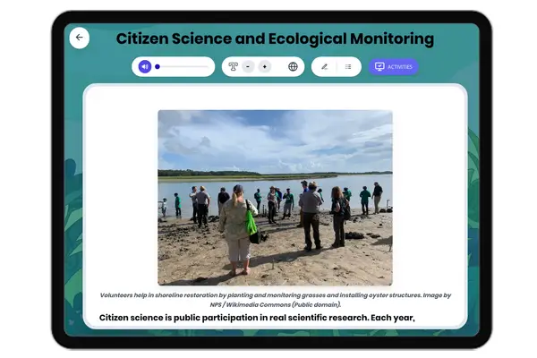 Citizen Science and Ecological Monitoring - reading educational content