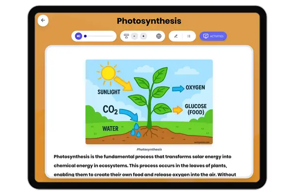 Photosynthesis - reading educational content