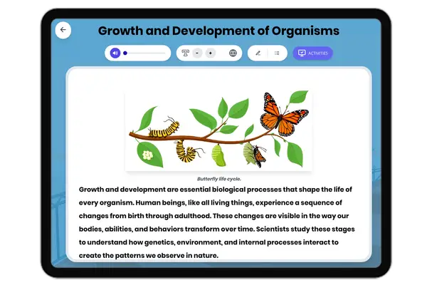 Growth and Development of Organisms - reading educational content