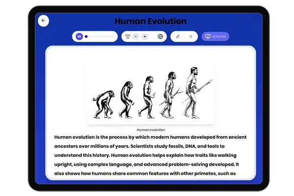 Human Evolution - reading educational content