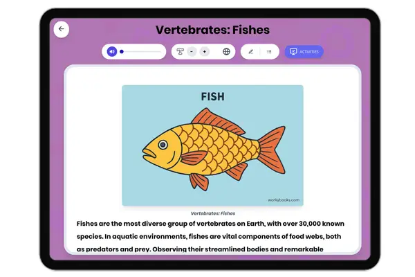 Vertebrates: Fishes - reading educational content