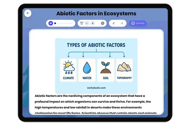Abiotic Factors in Ecosystems - reading educational content