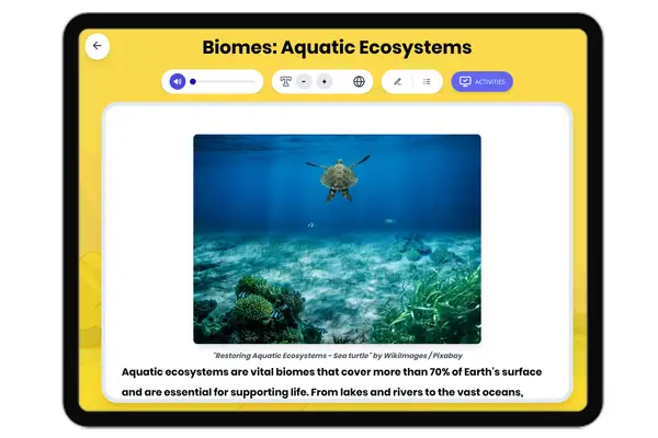 Biomes: Aquatic Ecosystems - reading educational content