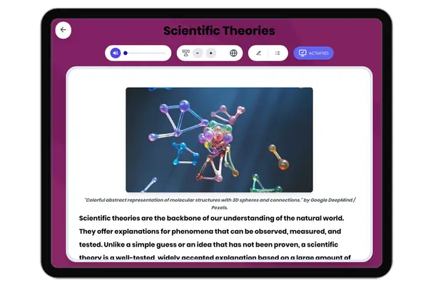 Scientific Theories - reading educational content