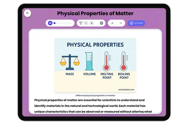 Physical Properties of Matter - reading educational content