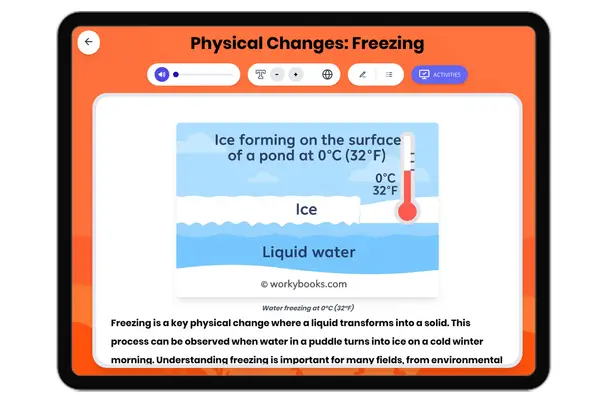 Physical Changes: Freezing - reading educational content