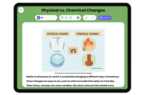 Physical vs. Chemical Changes - reading educational content