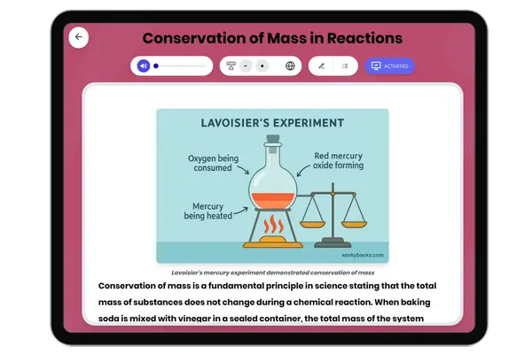Conservation of Mass in Reactions - reading educational content