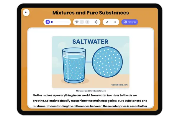 Mixtures and Pure Substances - reading educational content