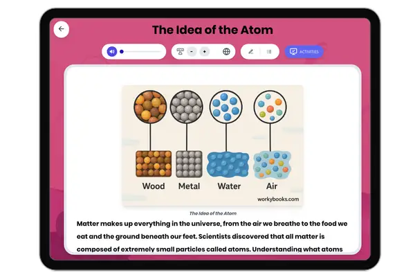 The Idea of the Atom - reading educational content