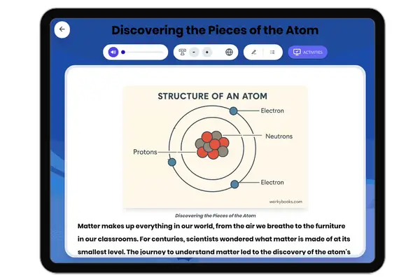 Discovering the Pieces of the Atom - reading educational content