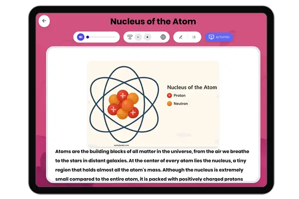 Nucleus of the Atom - reading educational content
