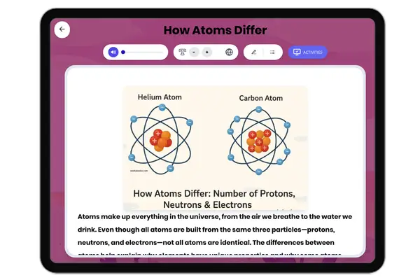 How Atoms Differ - reading educational content
