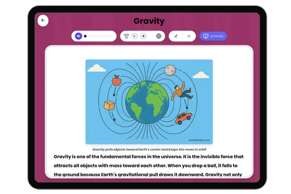 Gravity - reading educational content